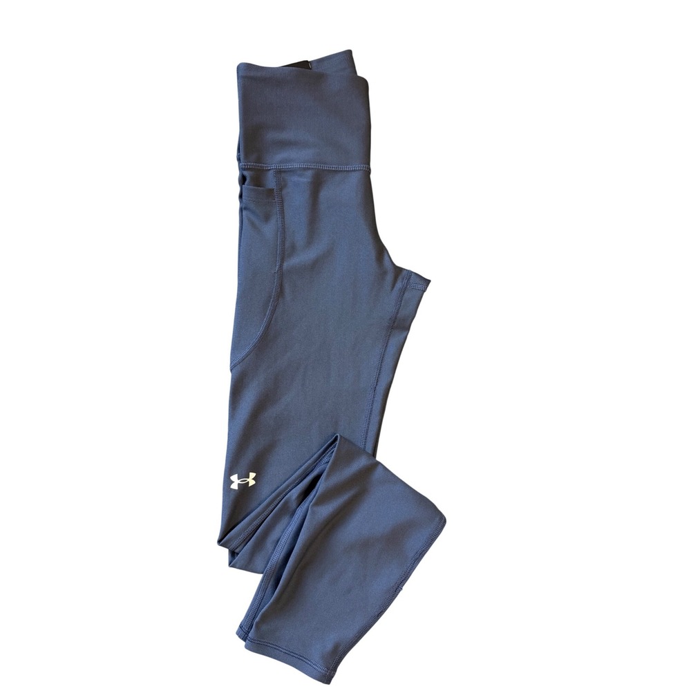 Under Armour Tech HiRise Leggings Womens XS Blue Grey Compression 1365336-044